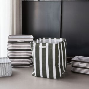 set di cesti in tela di cotone design rigato di colore verde h50