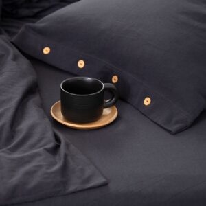 completo letto matrimoniale in jersey di puro cotone completo di sacco porta piumino, federe e lenzuolo con angoli color antracite