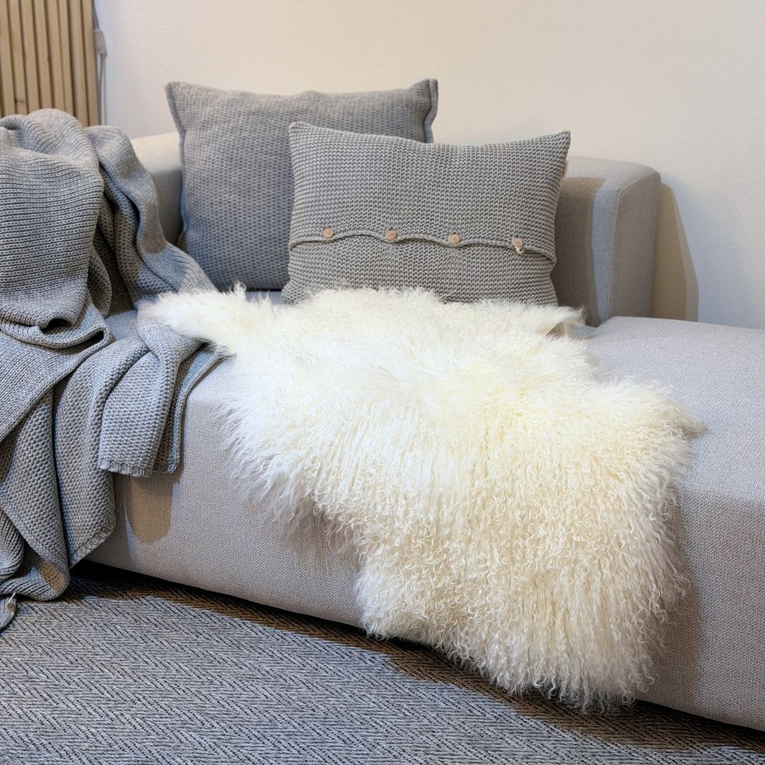 Vera pelle di pecora Shansi bianca naturale