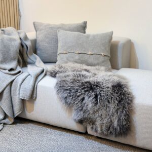 Vera pelle di pecora Shansi grigio naturale Snowtop