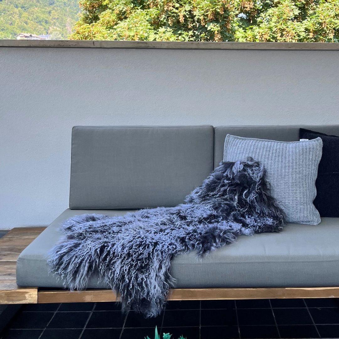 Vera pelle di pecora Shansi grigio naturale Snowtop