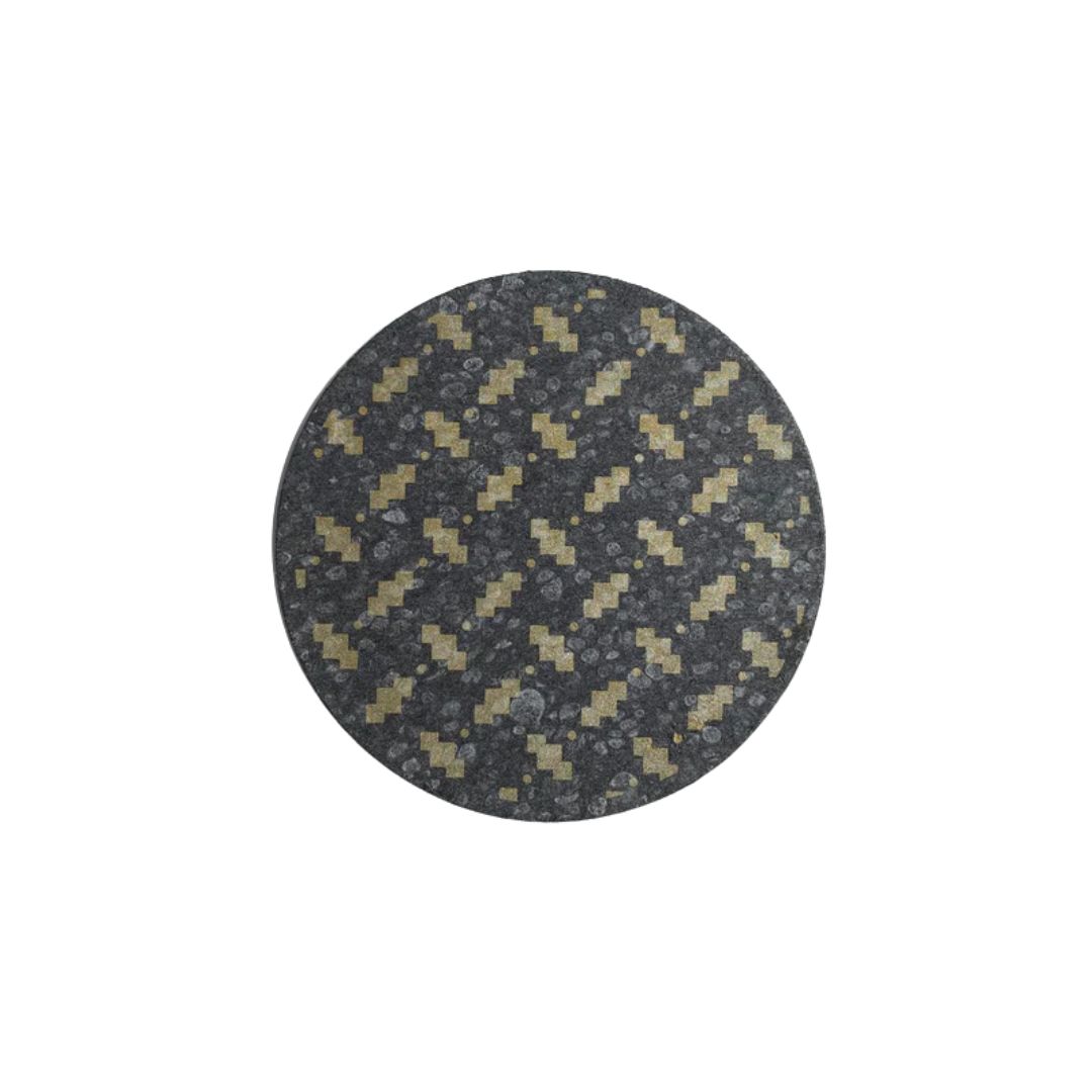 spugna ecologica biodegradabile pop-up rotonda di colore nero con motivo moderno color oro