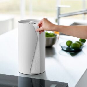 Portarotolo carta da cucina in acciaio verniciato bianco con fondo antiscivolo