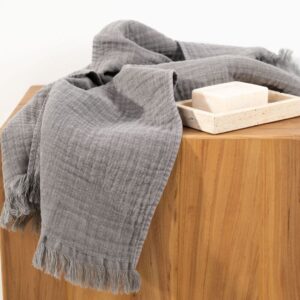 asciugamano in cotone testurizzato double-face color grafite di misura 50x90