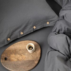 completo letto matrimoniale in jersey di puro cotone completo di sacco porta piumino, federe e lenzuolo con angoli color grafite