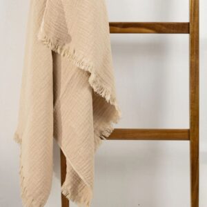 telo da bagno o da mare in cotone testurizzato double-face color biege di misura 90x150